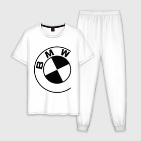 Мужская пижама хлопок с принтом Бмв значок в Курске, 100% хлопок | брюки и футболка прямого кроя, без карманов, на брюках мягкая резинка на поясе и по низу штанин
 | Тематика изображения на принте: bmw | logo | бмв | знак | логотип