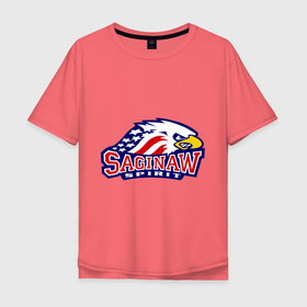 Мужская футболка хлопок Oversize с принтом HC Saginaw Spirit , 100% хлопок | свободный крой, круглый ворот, “спинка” длиннее передней части | club | hockey | saginaw | spirit | клуб | хоккей