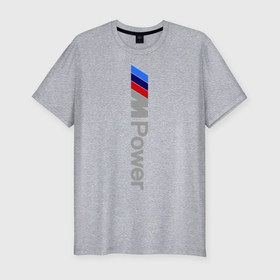 Мужская футболка хлопок Slim с принтом BMW power в Новосибирске, 92% хлопок, 8% лайкра | приталенный силуэт, круглый вырез ворота, длина до линии бедра, короткий рукав | bmw | logo | power | авто | бмв | бэха | лого