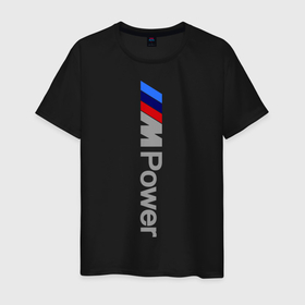 Мужская футболка хлопок с принтом BMW power в Екатеринбурге, 100% хлопок | прямой крой, круглый вырез горловины, длина до линии бедер, слегка спущенное плечо. | bmw | logo | power | авто | бмв | бэха | лого