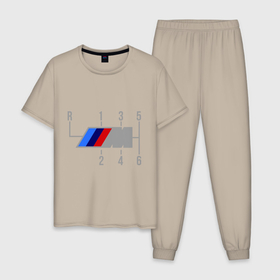 Мужская пижама хлопок с принтом BMW в Санкт-Петербурге, 100% хлопок | брюки и футболка прямого кроя, без карманов, на брюках мягкая резинка на поясе и по низу штанин
 | bmw | logo | авто | бмв | бэха | лого | скорость