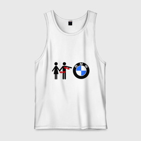 Мужская майка хлопок с принтом I love BMW в Курске, 100% хлопок |  | bmw | logo | love | авто | бмв | бэха | лого | любовь | пара