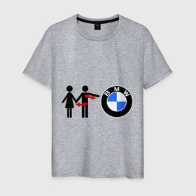Мужская футболка хлопок с принтом I love BMW в Санкт-Петербурге, 100% хлопок | прямой крой, круглый вырез горловины, длина до линии бедер, слегка спущенное плечо. | bmw | logo | love | авто | бмв | бэха | лого | любовь | пара
