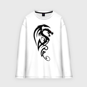 Мужской лонгслив oversize хлопок с принтом Дракон стильный трайбл в Ухте,  |  | dragon | tattoo | дракон | тату | трайбл