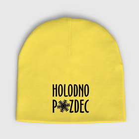 Мужская шапка демисезонная с принтом Holodno pzdc в Кировске,  |  | holodno | зима | мороз | погода | снежинка | холод | холодно