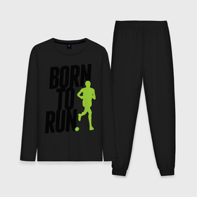 Мужская пижама с лонгсливом хлопок с принтом Рожден для бега в Курске,  |  | Тематика изображения на принте: born to run | run | бегать | рожден | рожден бежать