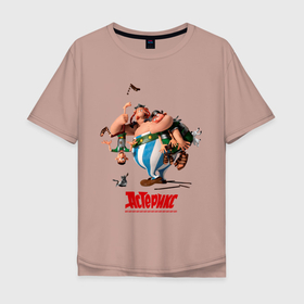 Мужская футболка хлопок Oversize с принтом Астерикс в Санкт-Петербурге, 100% хлопок | свободный крой, круглый ворот, “спинка” длиннее передней части | астерикс | земля богов