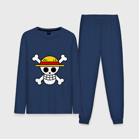 Мужская пижама с лонгсливом хлопок с принтом Флаг Луффи в Тюмени,  |  | anime | mugivara | one piece | pirates | аниме | ванпис | луффи | манга | манки д луффи | мугивары | оба | пираты | флаг