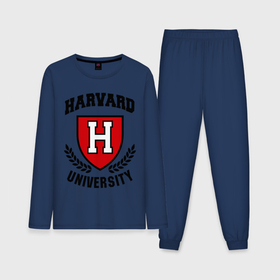 Мужская пижама с лонгсливом хлопок с принтом Гарвард ,  |  | Тематика изображения на принте: harvard | university | гарвард | институт | студентам | университет