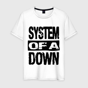 Мужская футболка хлопок с принтом System Of A Down в Новосибирске, 100% хлопок | прямой крой, круглый вырез горловины, длина до линии бедер, слегка спущенное плечо. | hard rock | metal | rock | serj | system of a down | tankian | метал | рок | систем | танкян | хардрок