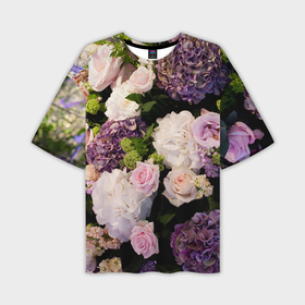 Мужская футболка oversize 3D с принтом Цветы в Петрозаводске,  |  | Тематика изображения на принте: flower | девушкам | розы | цветочки | цветы