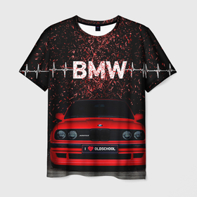 Мужская футболка 3D с принтом BMW в Белгороде, 100% полиэфир | прямой крой, круглый вырез горловины, длина до линии бедер | bmw | oldschool | бмв
