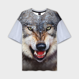 Мужская футболка oversize 3D с принтом Волк в Санкт-Петербурге,  |  | Тематика изображения на принте: волк | животные | злой волк | зубы | оскал