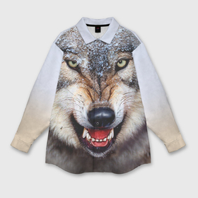 Мужская рубашка oversize 3D с принтом Волк в Курске,  |  | волк | животные | злой волк | зубы | оскал