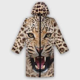 Мужской дождевик 3D с принтом Леопард ,  |  | животные | зубы | киса | киска | кошка | леопард | оскал