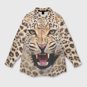 Мужская рубашка oversize 3D с принтом Леопард в Тюмени,  |  | животные | зубы | киса | киска | кошка | леопард | оскал
