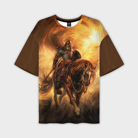 Мужская футболка oversize 3D с принтом Богатырь с копьем ,  |  | богатырь | витязь | воин | русский | скиф | славянин