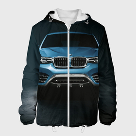 Мужская куртка 3D с принтом BMW X4 Concept в Кировске, ткань верха — 100% полиэстер, подклад — флис | прямой крой, подол и капюшон оформлены резинкой с фиксаторами, два кармана без застежек по бокам, один большой потайной карман на груди. Карман на груди застегивается на липучку | авто | бмв