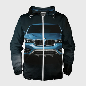 Мужская ветровка 3D с принтом BMW X4 Concept в Тюмени, 100% полиэстер | подол и капюшон оформлены резинкой с фиксаторами, два кармана без застежек по бокам, один потайной карман на груди | авто | бмв