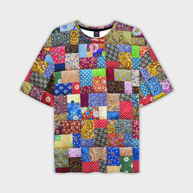 Мужская футболка oversize 3D с принтом Лоскутное шитьё в Курске,  |  | лоскут | одежда | текстура | ткань | шитьё