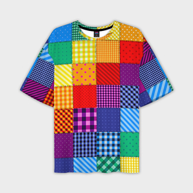 Мужская футболка oversize 3D с принтом Лоскутное шитьё в Курске,  |  | лоскут | одежда | текстура | ткань | шитьё