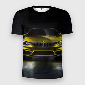 Мужская футболка 3D Slim с принтом BMW M4 Concept в Кировске, 100% полиэстер с улучшенными характеристиками | приталенный силуэт, круглая горловина, широкие плечи, сужается к линии бедра | Тематика изображения на принте: bmw | бмв