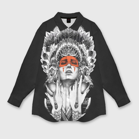 Мужская рубашка oversize 3D с принтом Индейская богиня ,  |  | девушка | индийская богиня | ирокез | маска