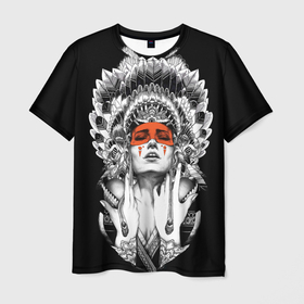 Мужская футболка 3D с принтом Индейская богиня в Петрозаводске, 100% полиэфир | прямой крой, круглый вырез горловины, длина до линии бедер | девушка | индийская богиня | ирокез | маска