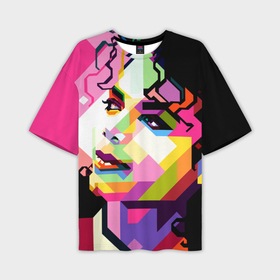 Мужская футболка oversize 3D с принтом Майкл Джексон портрет поп арт лицо ,  |  | michael jackson | майкл джексон | поп арт | портрет