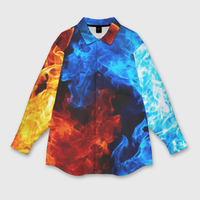 Мужская рубашка oversize 3D с принтом Битва огней в Кировске,  |  | Тематика изображения на принте: огонь
