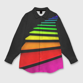 Мужская рубашка oversize 3D с принтом Радужная лестница в Тюмени,  |  | Тематика изображения на принте: лестница | радуга | спектр | цвет | цвета | яркие
