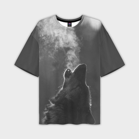Мужская футболка oversize 3D с принтом Воющий волк в Тюмени,  |  | animal