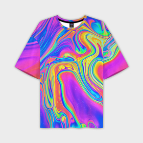 Мужская футболка oversize 3D с принтом Цветные разводы в Санкт-Петербурге,  |  | Тематика изображения на принте: абстракция | краска | разводы | узор