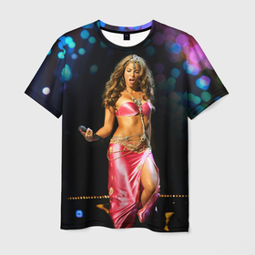 Мужская футболка 3D с принтом Шакира на сцене в Тюмени, 100% полиэфир | прямой крой, круглый вырез горловины, длина до линии бедер | shakira isabel mebarak ripoll | автор песен | колумбийская певица | модель | музыкальный продюсер | танцовщица | хореограф