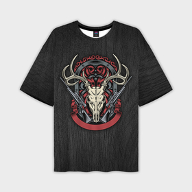 Мужская футболка oversize 3D с принтом Трофей ,  |  | капкан | оружие | охотник | охотники на привале | природа | рассвет | рога | ружье | трофей | туризм | чучело