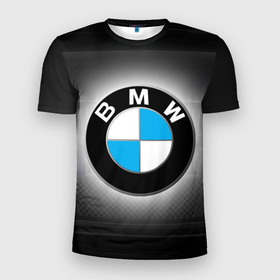 Мужская футболка 3D Slim с принтом BMW в Курске, 100% полиэстер с улучшенными характеристиками | приталенный силуэт, круглая горловина, широкие плечи, сужается к линии бедра | bmw | бмв | лого | логотип