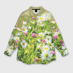 Мужская рубашка oversize 3D с принтом Полевые цветы   луговые в Петрозаводске,  |  | Тематика изображения на принте: поле | полевые цветы | цветы