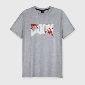 Мужская футболка премиум с принтом Doom 2016 в Курске, 92% хлопок, 8% лайкра | приталенный силуэт, круглый вырез ворота, длина до линии бедра, короткий рукав | 2016 | doom | дум | игра | игры | кровь | череп | черепа