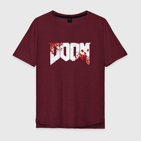 Мужская футболка хлопок Oversize с принтом Doom 2016 в Новосибирске, 100% хлопок | свободный крой, круглый ворот, “спинка” длиннее передней части | Тематика изображения на принте: 2016 | doom | дум | игра | игры | кровь | череп | черепа