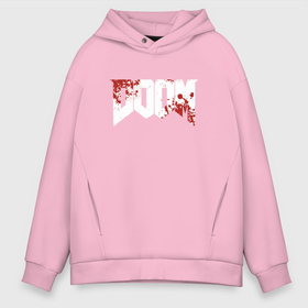 Мужское худи Oversize хлопок с принтом Doom 2016 в городе Новоалтайск, френч-терри — 70% хлопок, 30% полиэстер. Мягкий теплый начес внутри —100% хлопок | боковые карманы, эластичные манжеты и нижняя кромка, капюшон на магнитной кнопке | 2016 | doom | дум | игра | игры | кровь | череп | черепа