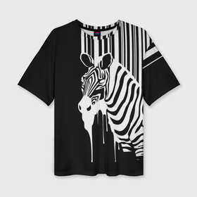 Женская футболка oversize 3D с принтом Зебра ,  |  | граффити | зебра | искусство | прикольные картинки | чёрно белое
