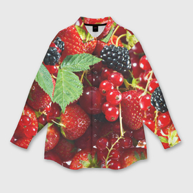 Мужская рубашка oversize 3D с принтом Любимые ягоды в Курске,  |  | вкусно | голубика | дача | деревня | ежевика | зелень | клубника | малина | огород | полезно | сад | смородина | сок | фрукты | черника | шиповник | ягоды