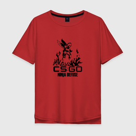 Мужская футболка хлопок Oversize с принтом cs:go   Ninja Defuse в Тюмени, 100% хлопок | свободный крой, круглый ворот, “спинка” длиннее передней части | cs | csgo | ct | fire | game | terror | го | кс | ксго | огонь