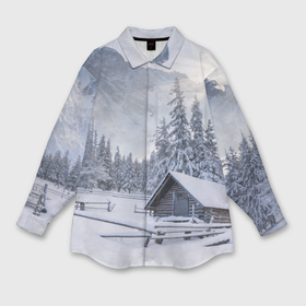 Мужская рубашка oversize 3D с принтом Зима в Тюмени,  |  | вьюга | горы | зима | лес | метель | мороз | пейзаж | природа | пурга | снег | снегопад | сосулька | стужа | сугроб | холод