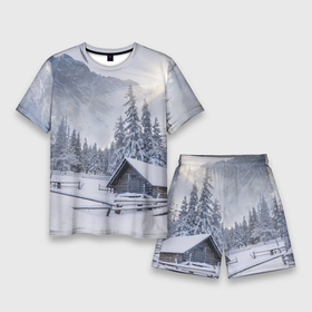 Мужской костюм с шортами 3D с принтом Зима в Тюмени,  |  | вьюга | горы | зима | лес | метель | мороз | пейзаж | природа | пурга | снег | снегопад | сосулька | стужа | сугроб | холод