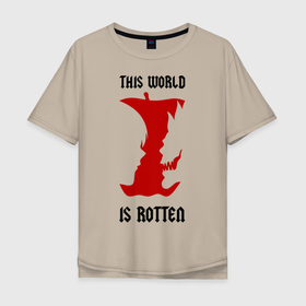 Мужская футболка хлопок Oversize с принтом This world is rotten в Рязани, 100% хлопок | свободный крой, круглый ворот, “спинка” длиннее передней части | death note | ryuk | лайт | рюук