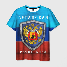Мужская футболка 3D с принтом Луганская республика , 100% полиэфир | прямой крой, круглый вырез горловины, длина до линии бедер | лнр | луганская народная республика | луганская республика
