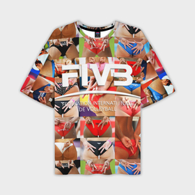 Мужская футболка oversize 3D с принтом Волейбол  скрытые знаки FIVB в Кировске,  |  | Тематика изображения на принте: fiv3 | volleyball | волейбол