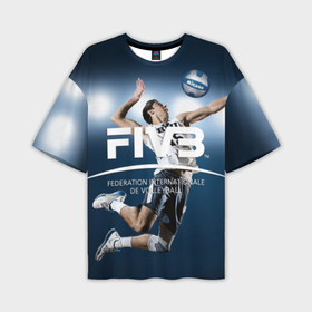 Мужская футболка oversize 3D с принтом Волейбол FIVB в Екатеринбурге,  |  | Тематика изображения на принте: fiv3 | volleyball | волейбол