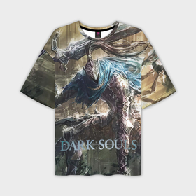 Мужская футболка oversize 3D с принтом Dark souls   knight ,  |  | dark souls | praise the sun | you died | дарк соулс